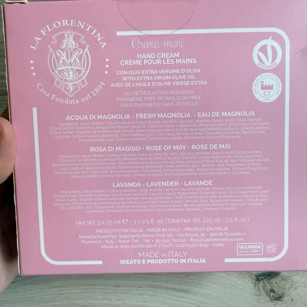 Mario Fissa La Florentina Hand Cream Fresh Magnolia Rose of May Lavender 2.5 Oz - Picture 6 of 6